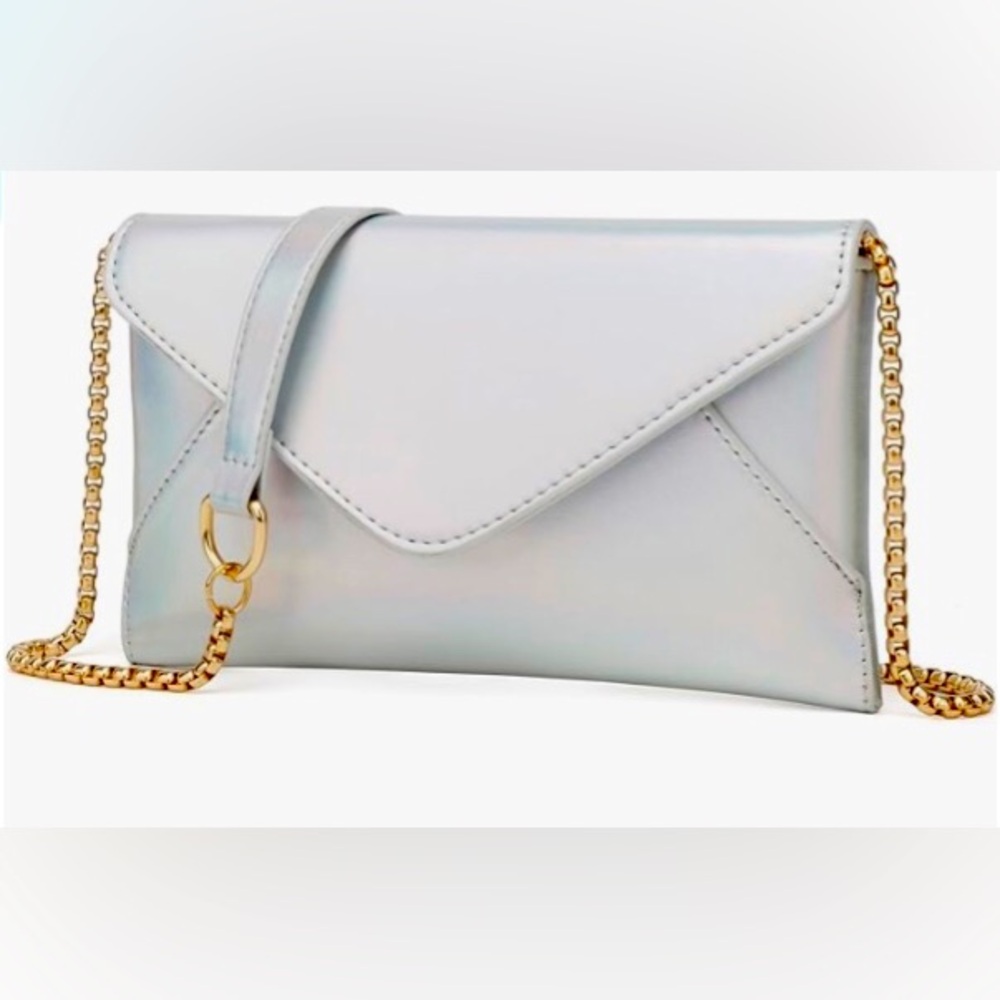 Crossbody bag, Metallic Clutch, Silver